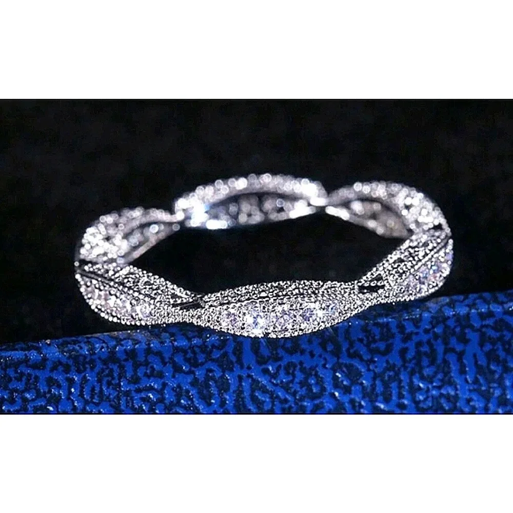 NEW Women's Gold Plated Silver Eternity Simulated Diamond Band Ring‎ Sz 10